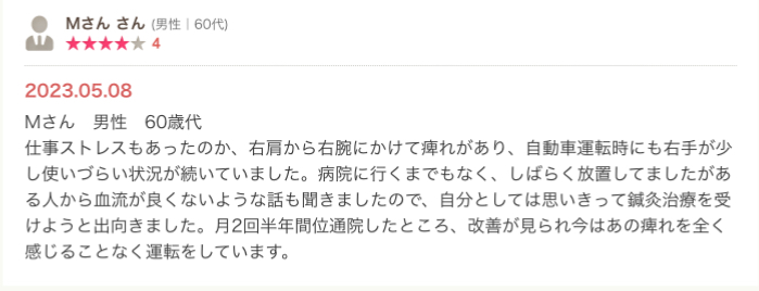 三重県鈴鹿市にあるAN庵鍼灸整体院診療予定患者様の声
